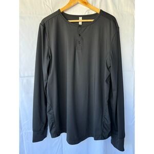 Lululemon Henley Top Black Womens Size 12 Tech Knit Stretch Gorpcore Long Sleeve